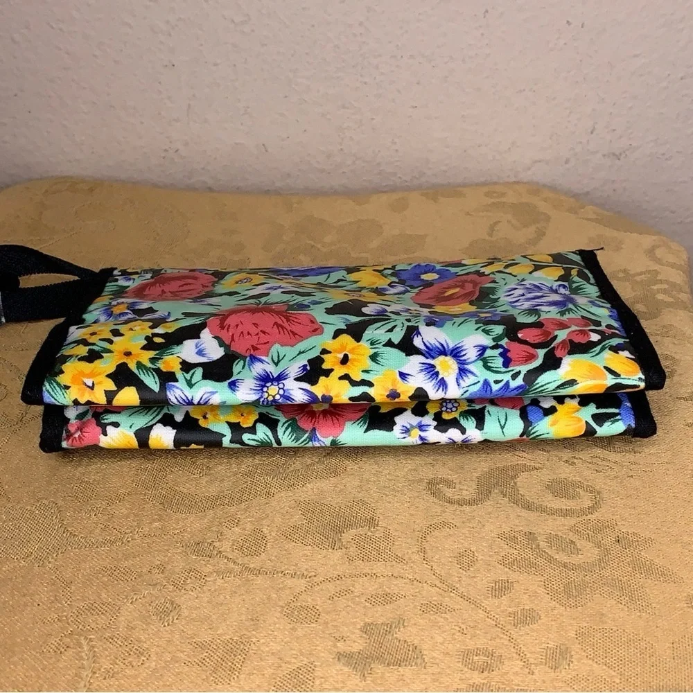 Cosmetic Bag And Lipstick Case Set Of 2 Gift Makeup Colorful Floral Blue Yellow